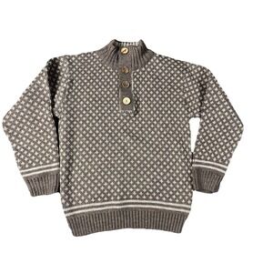 Peregrine Sweater Mens L  Wool Cable Knit Fisherman British Pullover Geometric